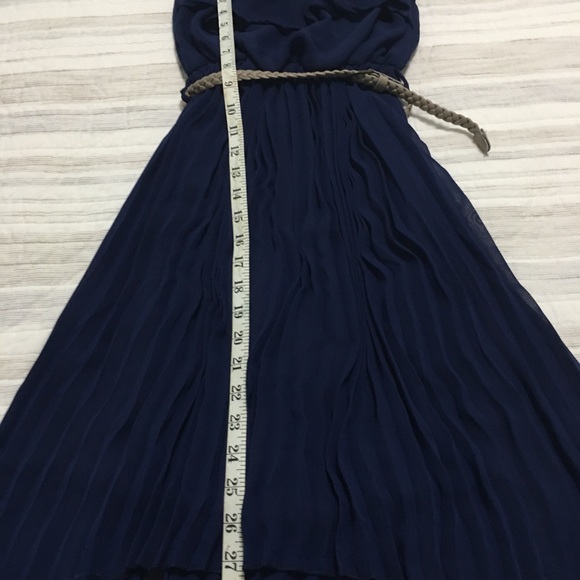 Blue pleated strapless dress - Picture 5 of 8